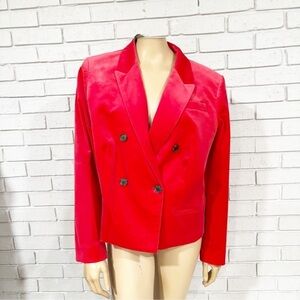 J.Crew Women’s Cropped double-breasted blazer in stretch velvet - Size 18